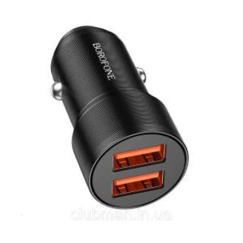 BOROFONE BZ19B Wisdom QC3.0 Διπλές θύρες USB 36W Φορτιστής αυτοκινήτου γρήγορης φόρτισης (Μαύρο)