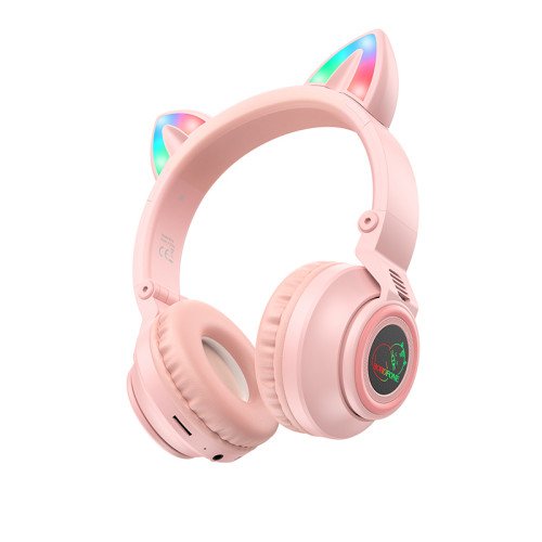 Borofone BO18 Ασύρματα Bluetooth Over Ear Ακουστικά με 7 ώρες Λειτουργίας Ροζ