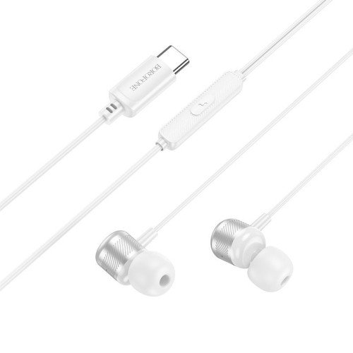 Ακουστικά Borofone BM93 Type-C Jack Platinum με Μικρόφωνο Ασημί