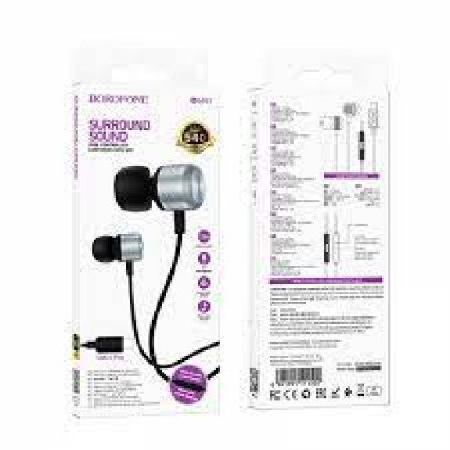 Ακουστικά Borofone BM93 Type-C Jack Platinum με Μικρόφωνο Γκρι