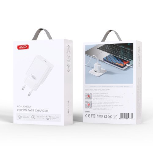 XO Φορτιστής Χωρίς Καλώδιο με Θύρα USB-C 20W Quick Charge 2.0 Λευκός (L126)