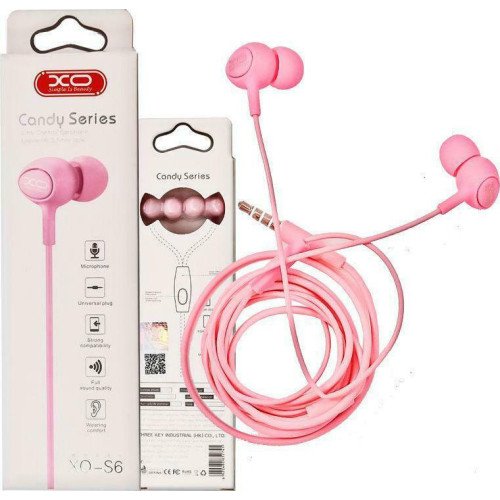 XO S6 In-ear Handsfree με Βύσμα 3.5mm Ροζ