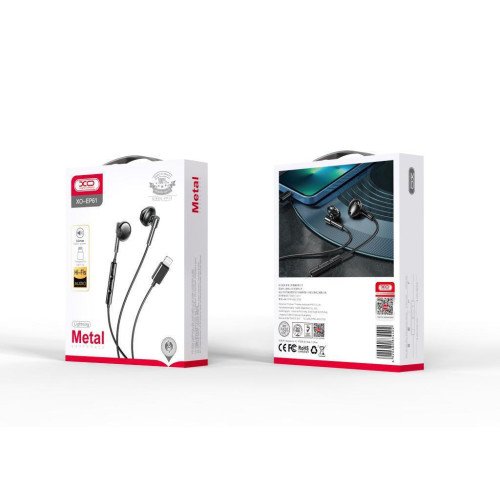 XO EP61 Earbuds Handsfree με Βύσμα Lightning Μαύρο