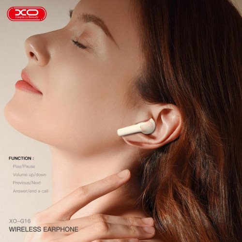 XO G16 Earbud Bluetooth Handsfree Ακουστικά με Θήκη Φόρτισης Λευκά