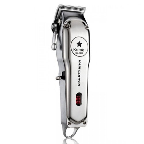 Kemei KM-1996 Επαναφορτιζόμενη Επαγγελματική Κουρευτική Μηχανή Ασημί