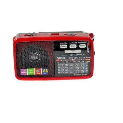 Golon RX-7600BT Φορητό Επαναφορτιζόμενο Ραδιόφωνο με Bluetooth & USB - Χρώμα: Κόκκινο
