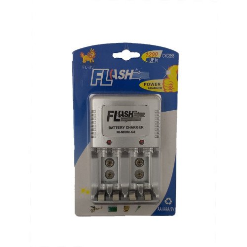 Flash Power FL-05 Φορτιστής 2 Μπαταριών Ni-Cd/Ni-MH Μεγέθους AA/AAA/9V - Χρώμα: Ασημί