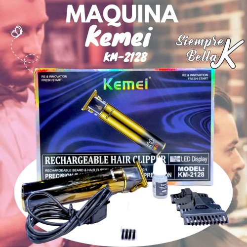 Kemei KM-2128 Επαγγελματική Επαναφορτιζόμενη Κουρευτική Μηχανή Χρυσό