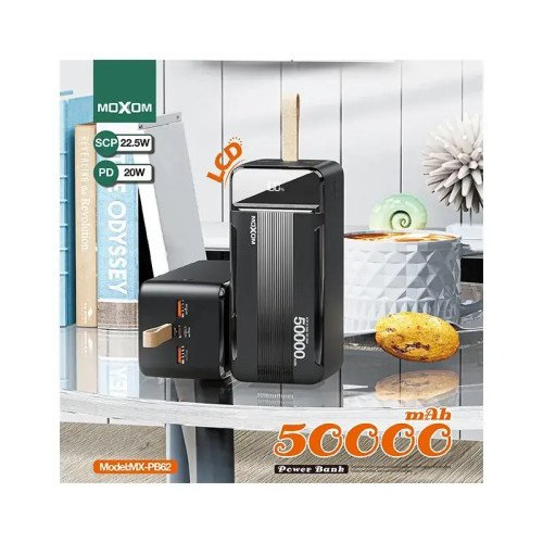 Moxom MX-PB61 PowerBank 40000mAh 22.5W με 2 Θύρες USB-A & Θύρα USB-C Quick Charge 3.0 Μαύρο