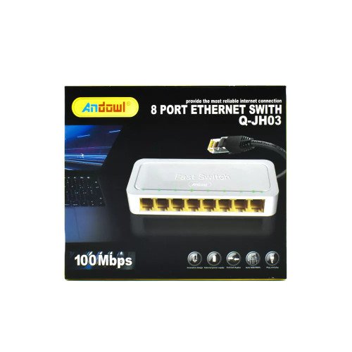 Andowl Q-JH03 Unmanaged L2 Switch 100Mbps με 8 Θύρες Ethernet - Χρώμα: Άσπρο