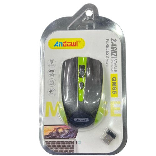 Andowl AN-QM65 Ασύρματο Mini Ποντίκι - Χρώμα: Μαύρο - Πράσινο