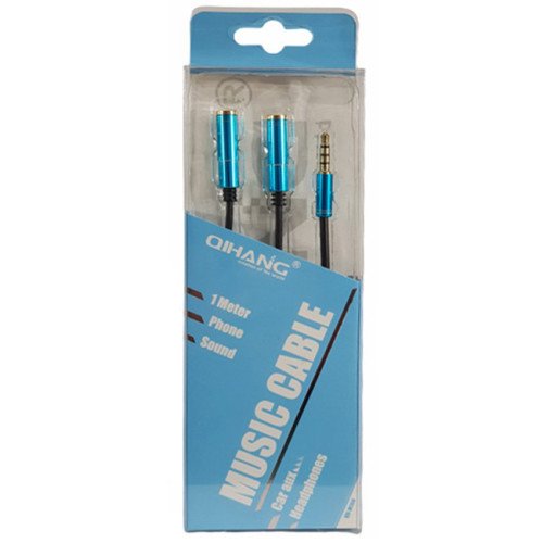 QIHANG QH-M150 Καλώδιο Αντάπτορας Male σε Διπλό Female 3.5 mm (Μικρόφωνο & Ακουστικά) - Χρώμα: Μπλε